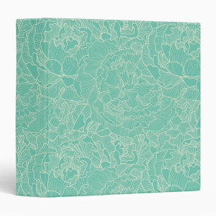 Turquoise Peony Pattern Binder