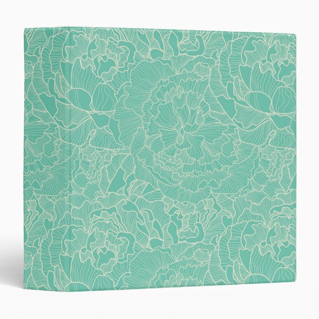Turquoise Peony Pattern Binder (Front/Spine)