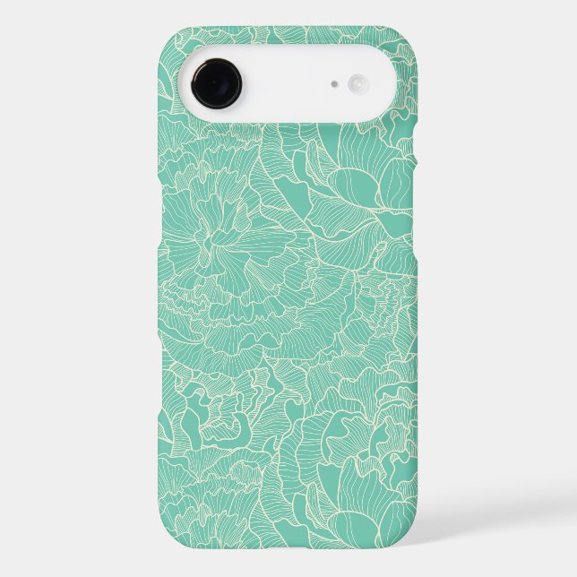 Turquoise Peony Pattern Case-Mate iPhone Case (Back)