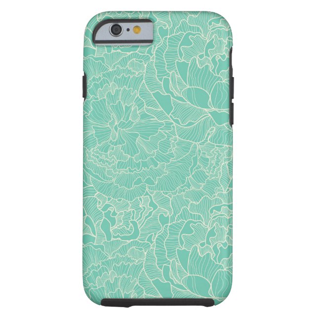 Turquoise Peony Pattern Case-Mate iPhone Case (Back)