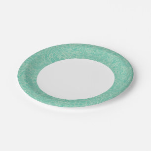 Turquoise Peony Pattern Paper Plate