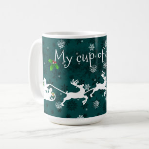 Turquoise Père Noël Sleigh and Reindeer Coffee Mug