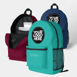 Turquoise | Personalized Corporate Logo and Text Printed Backpack<br><div class="desc">Turquoise light blue | Personalized Corporate Logo and Text Modern Business Printed Backpack</div>