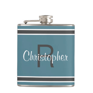 Turquoise Personalized Monogram Name Initial Drink Hip Flask