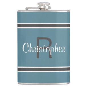 Turquoise Personalized Monogram Name Initial Drink Hip Flask