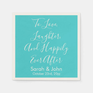 Turquoise Personalized Script Wedding Reception Napkin