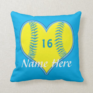Turquoise Personalized Softball Pillows