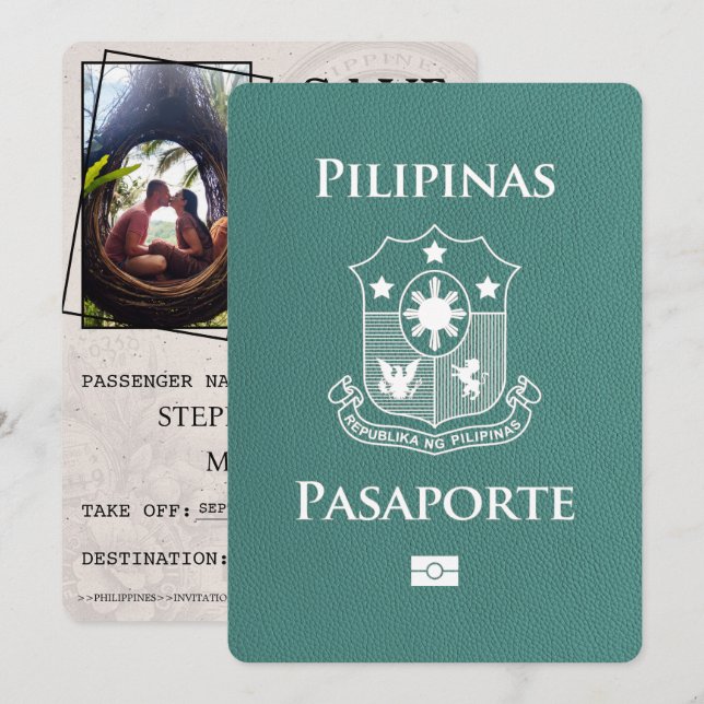 Turquoise Philippines Passport Save The Date (Front/Back)