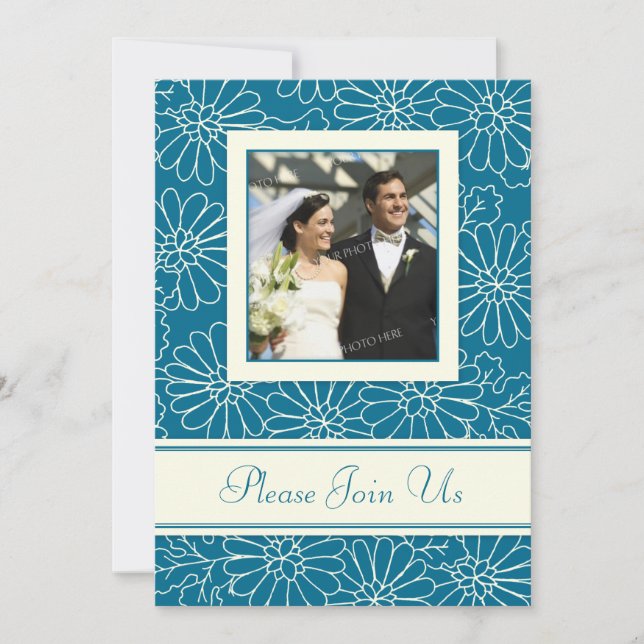 Turquoise Photo Wedding Vow Renewal Invitations (Front)