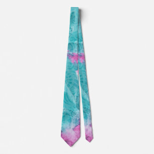 Turquoise Pink Abstract Hawaiian Tie