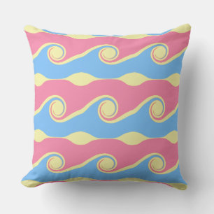 Turquoise Pink Abstract Life Waves Throw Pillow