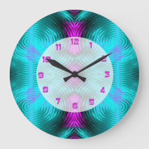 Turquoise Pink Circular Abstract Large Clock