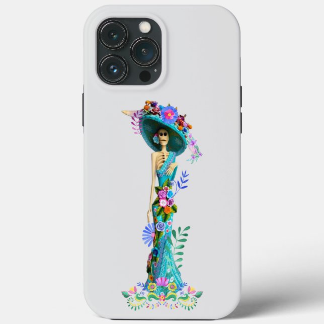 Turquoise & Pink Day of the Dead Elegant Catrina  Case-Mate iPhone Case (Back)
