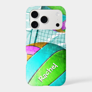 Turquoise pink lime girls' volleyball