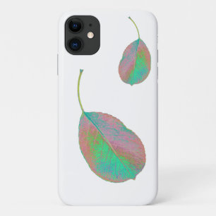 Turquoise Pink Pear Tree Leaf iPhone 11 Case