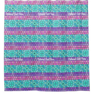 Turquoise Pink Purple Mosaic Tiles - Optional Text