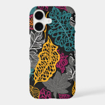 Turquoise, Pink, Yellow Lace Leaf iPhone 17 case
