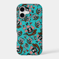 Turquoise pirate ship pattern