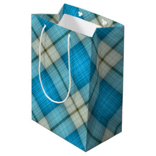 Turquoise Plaid Medium Gift Bag