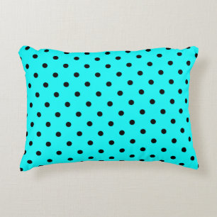 Turquoise polka dot background accent pillow