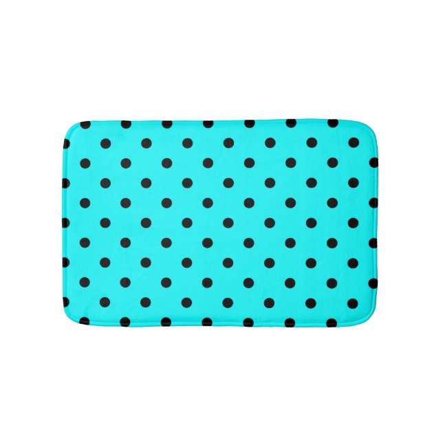 Turquoise polka dot background   bath mat (Front)