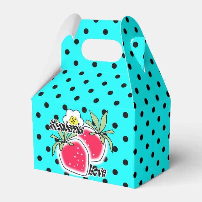 Turquoise polka dot background favor box (Front Side)