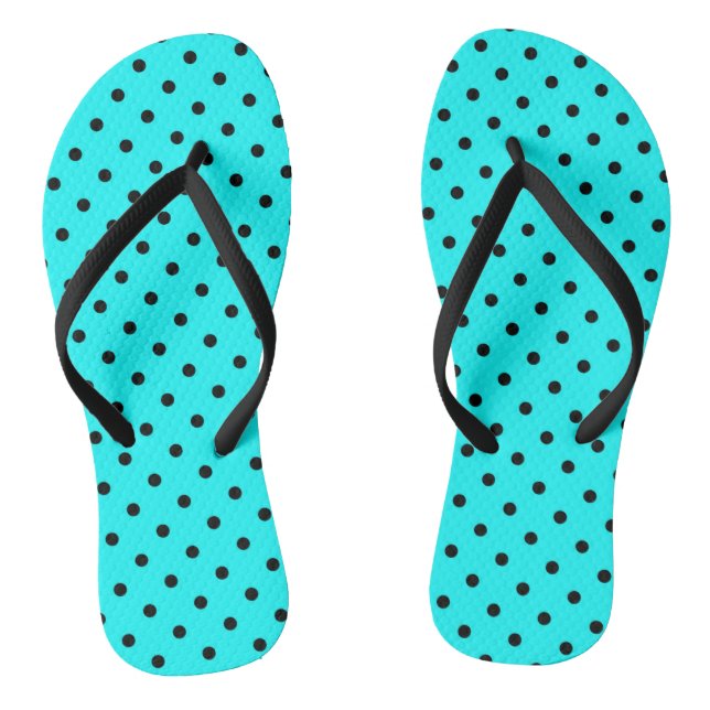 Turquoise polka dot background flip flops (Footbed)