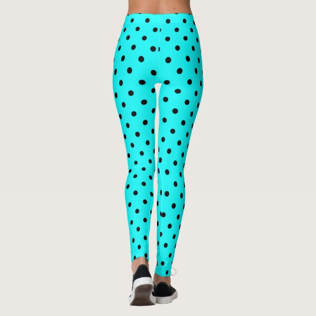 Turquoise polka dot background leggings (Back)