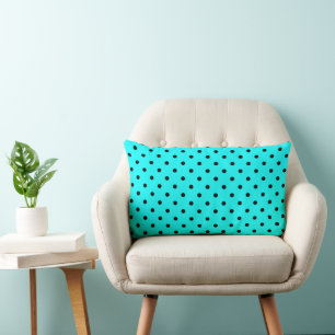 Turquoise polka dot background lumbar pillow
