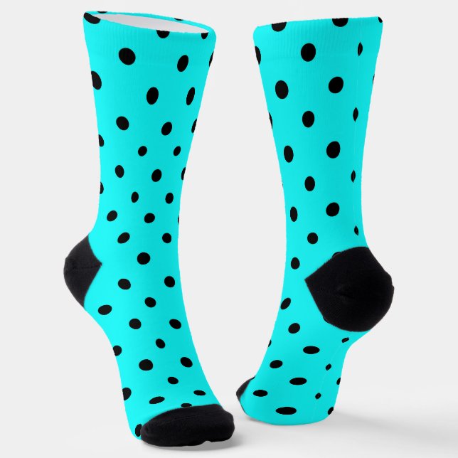 Turquoise polka dot background  socks (Angled)