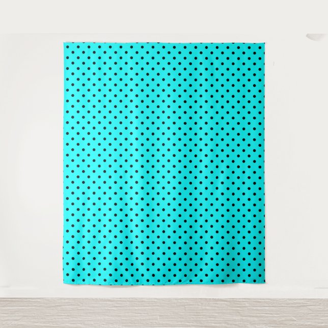Turquoise polka dot background  tapestry (Front)