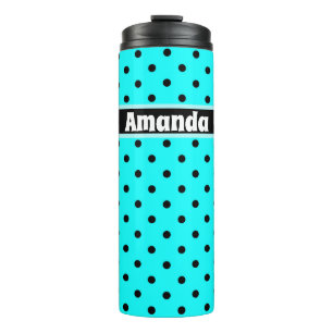 Turquoise polka dot background thermal tumbler