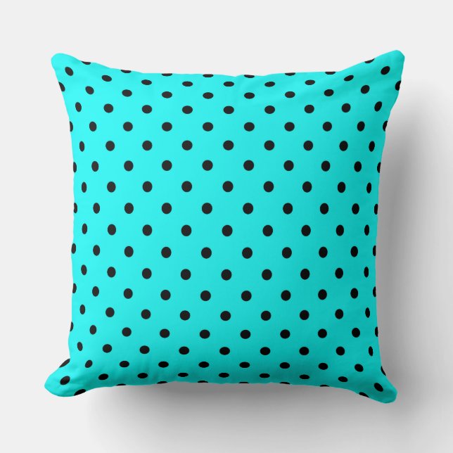 Turquoise polka dot background throw pillow (Front)