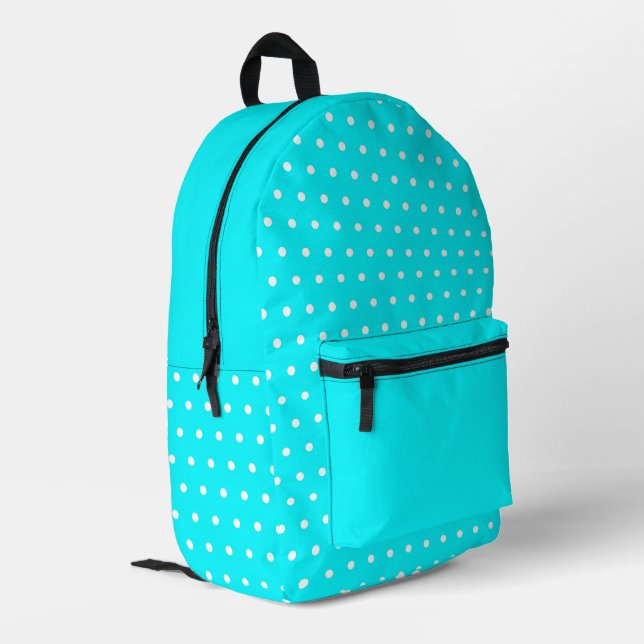 Turquoise Polka Dot – Bold Style  Printed Backpack (Back Corner Left)
