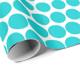 Turquoise Polka Dot Modern White Wrapping Paper
