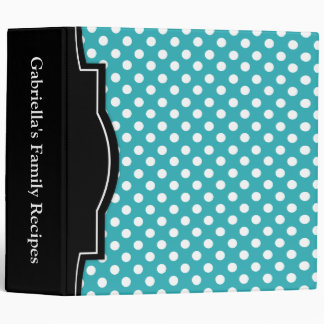 Turquoise Polka Dot personalized 2" Recipe Binder