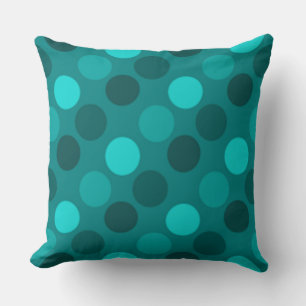 Turquoise Polka Dot Throw Pillow