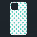 Turquoise polka dots iPhone 12 case<br><div class="desc">Turquoise polka dots on white background</div>