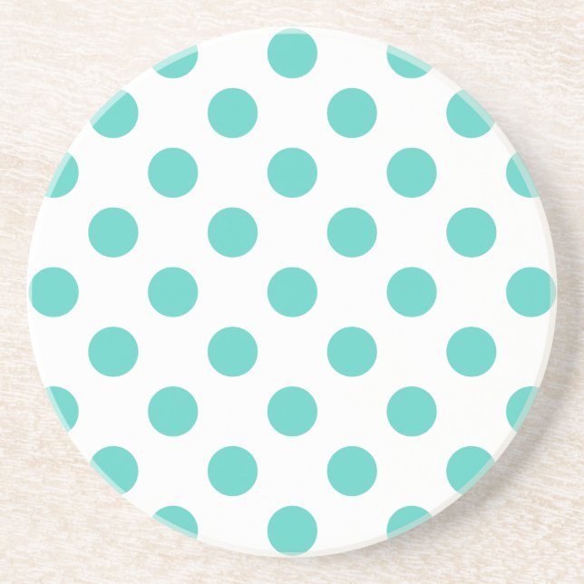 Turquoise polka dots coaster (Front)
