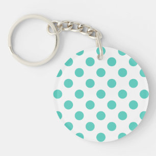 Turquoise polka dots keychain