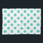 Turquoise polka dots kitchen towel<br><div class="desc">Turquoise polka dots on white background</div>