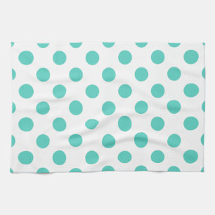 Turquoise polka dots kitchen towel