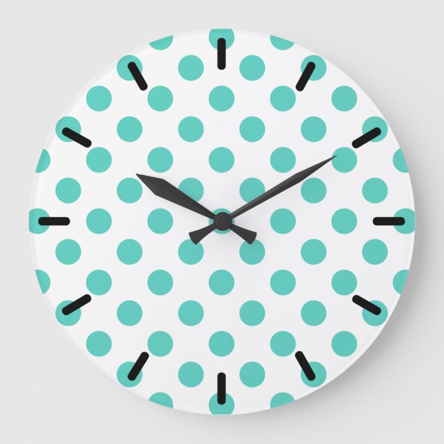 Turquoise polka dots large clock (Front)