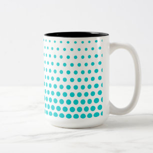 Turquoise Polka Dots Modern White Two-Tone Coffee Mug