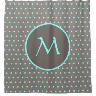 Turquoise polka dots monogrammed grey