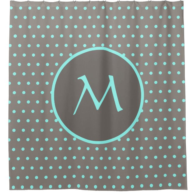 Turquoise polka dots monogrammed grey (Front)