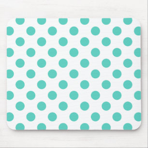Turquoise polka dots mouse pad