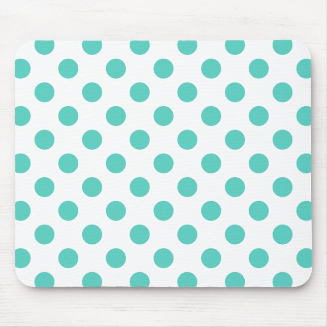 Turquoise polka dots mouse pad (Front)