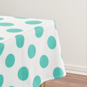 Turquoise polka dots tablecloth
