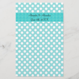 Turquoise polka dots wedding favours stationery